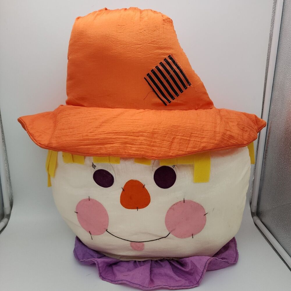Vtg 1995 Stuffins Halloween Fall Scarecrow Head Plush Decor 21" Parachute Nylon